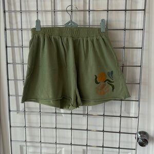 Vibrant Green Athletic Shorts with Elastic Waistband